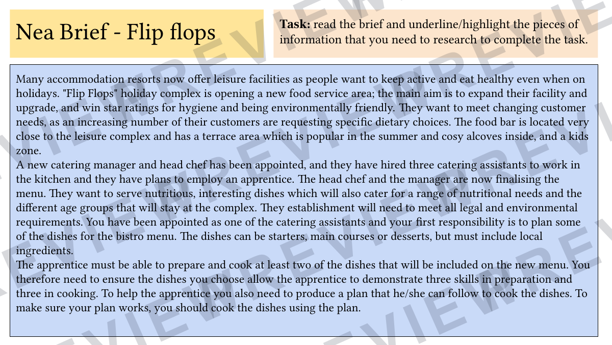 Hospitality and catering "flip flops" NEA booklet  preview page 2