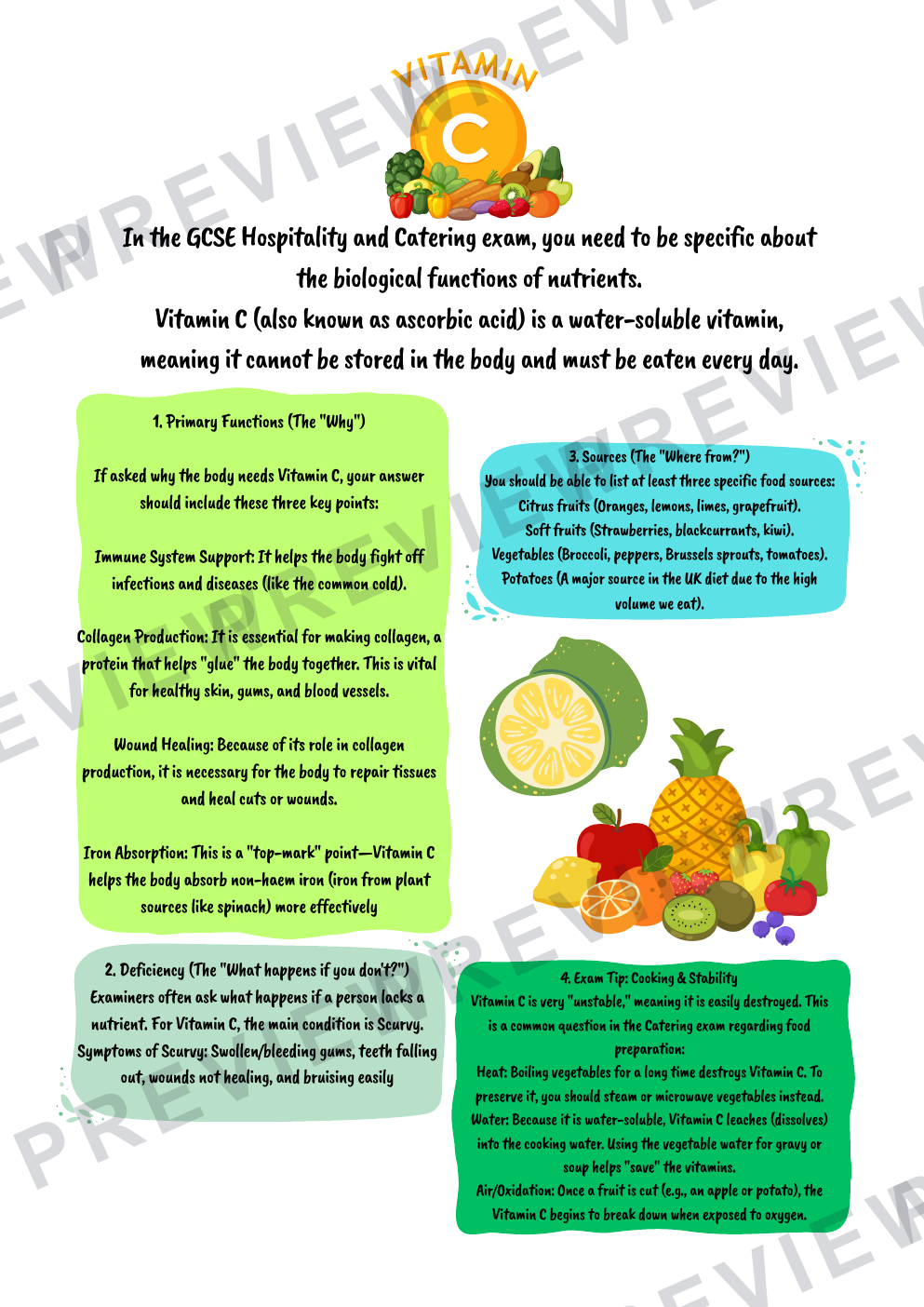 Hospitality nutrients information booklet - with questions  preview page 2