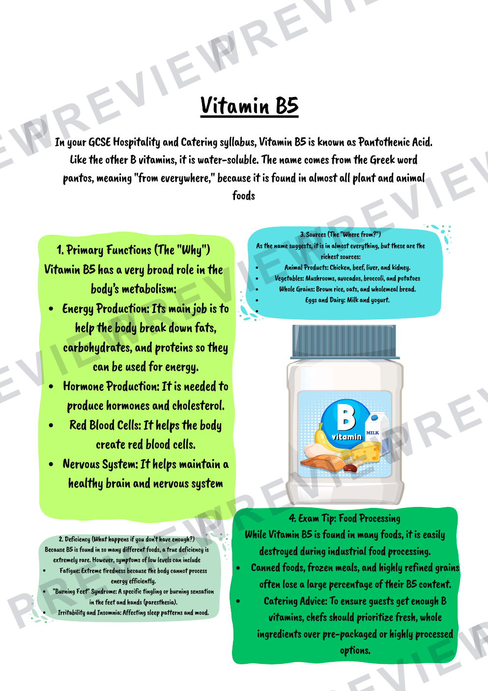 Hospitality nutrients information booklet - with questions  preview page 9