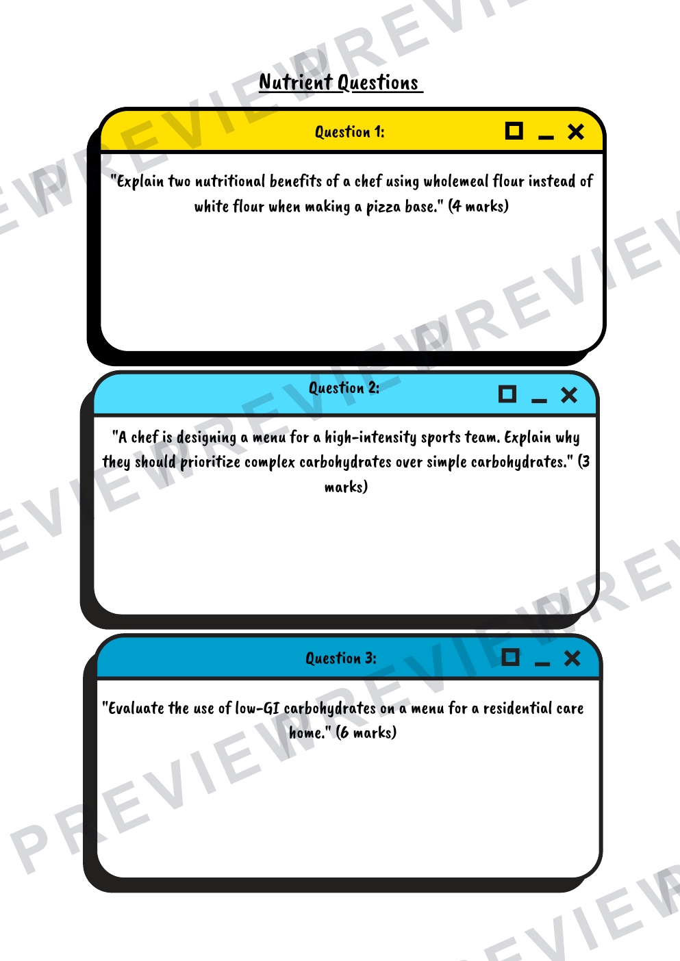 Hospitality nutrients information booklet - with questions  preview page 21