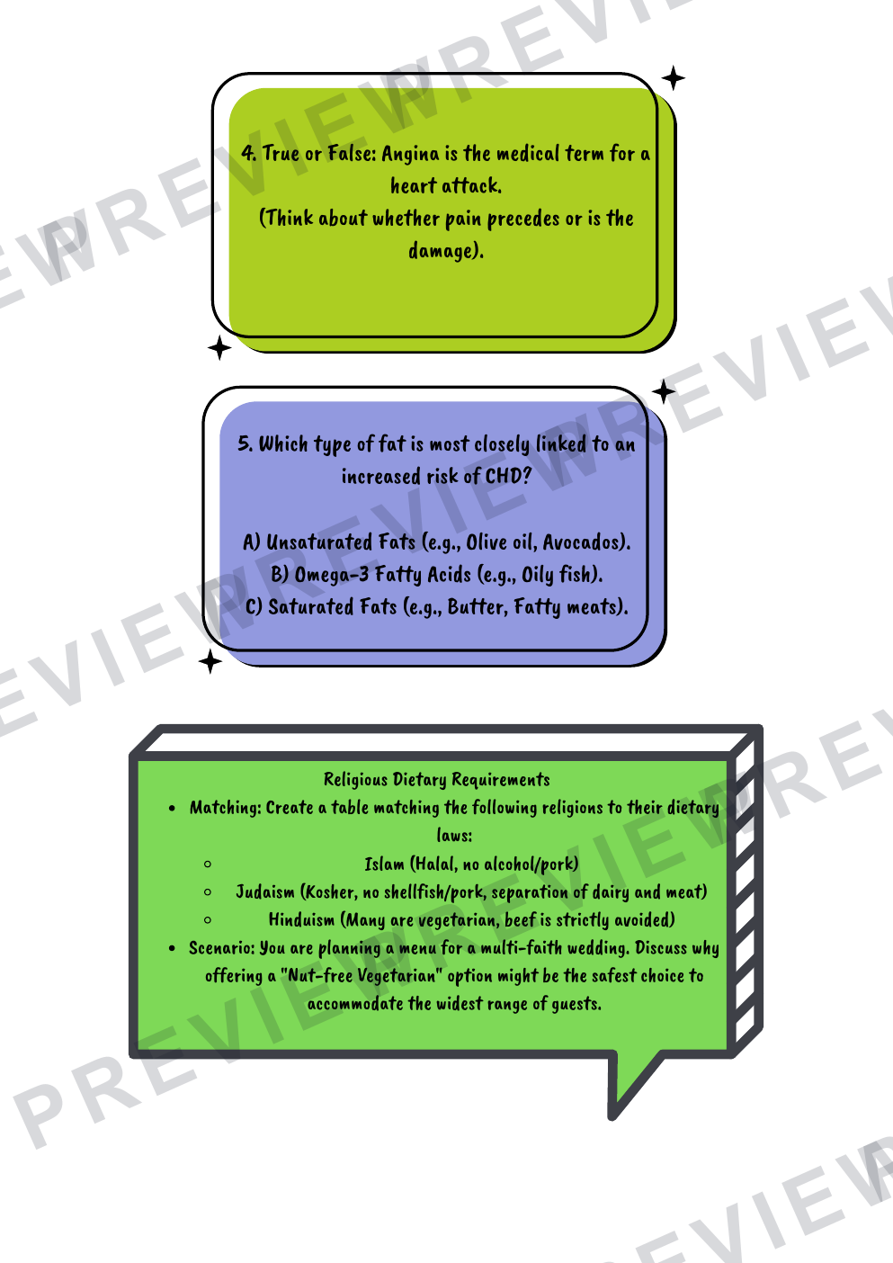 Hospitality nutrients information booklet - with questions  preview page 27