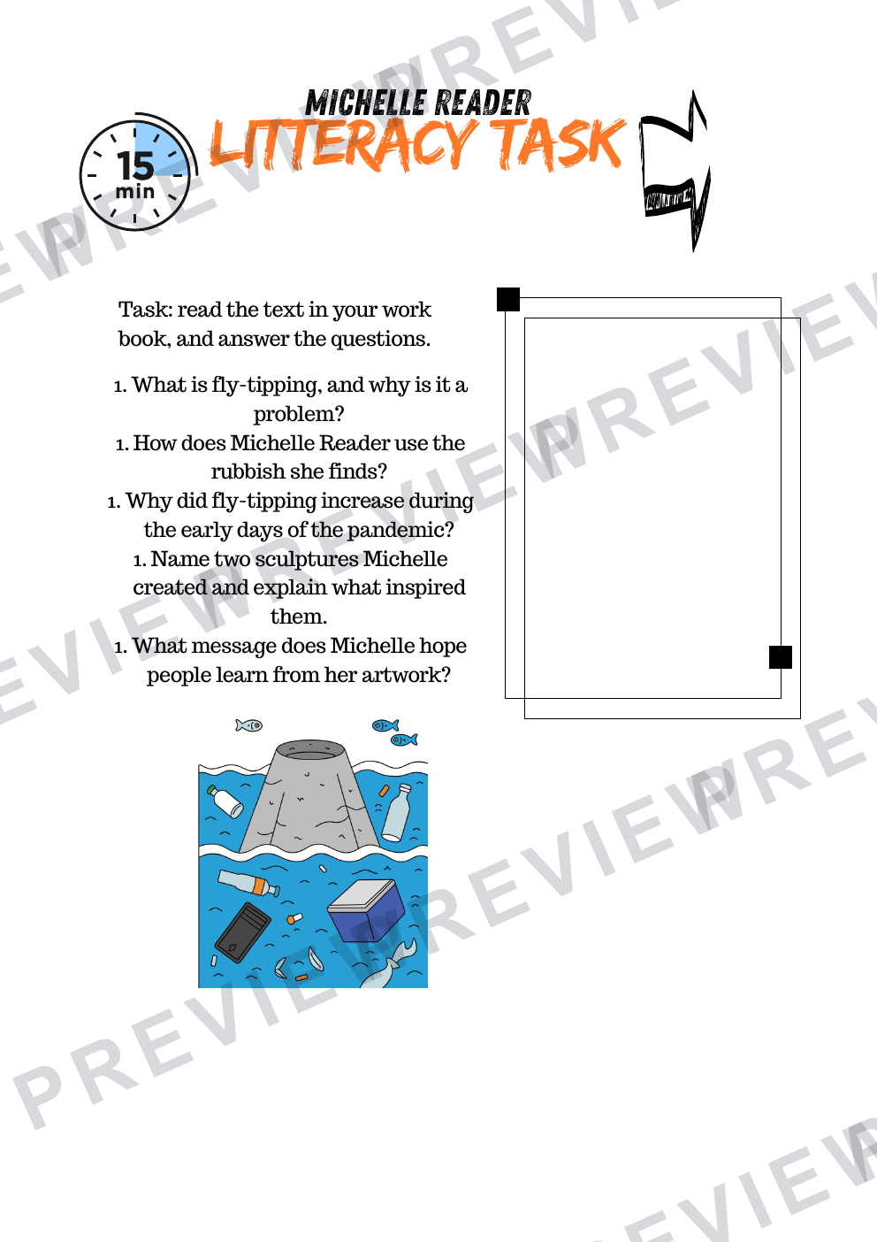 Plastics in the ocean year 7/8 KS3 booklet design, analyse and make preview page 7