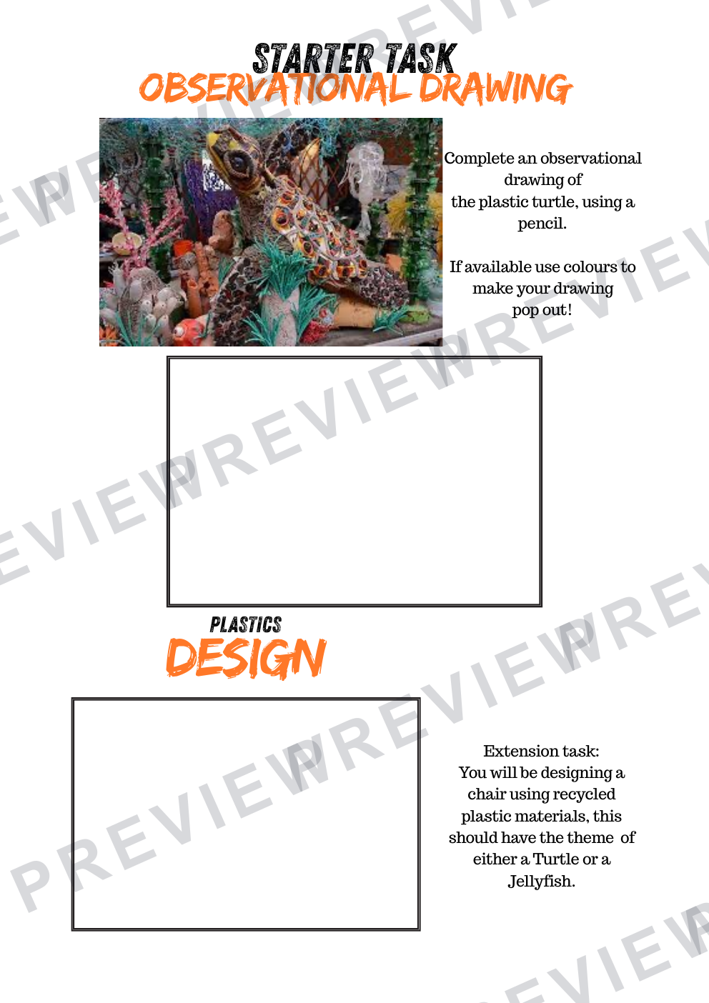 Plastics in the ocean year 7/8 KS3 booklet design, analyse and make preview page 8