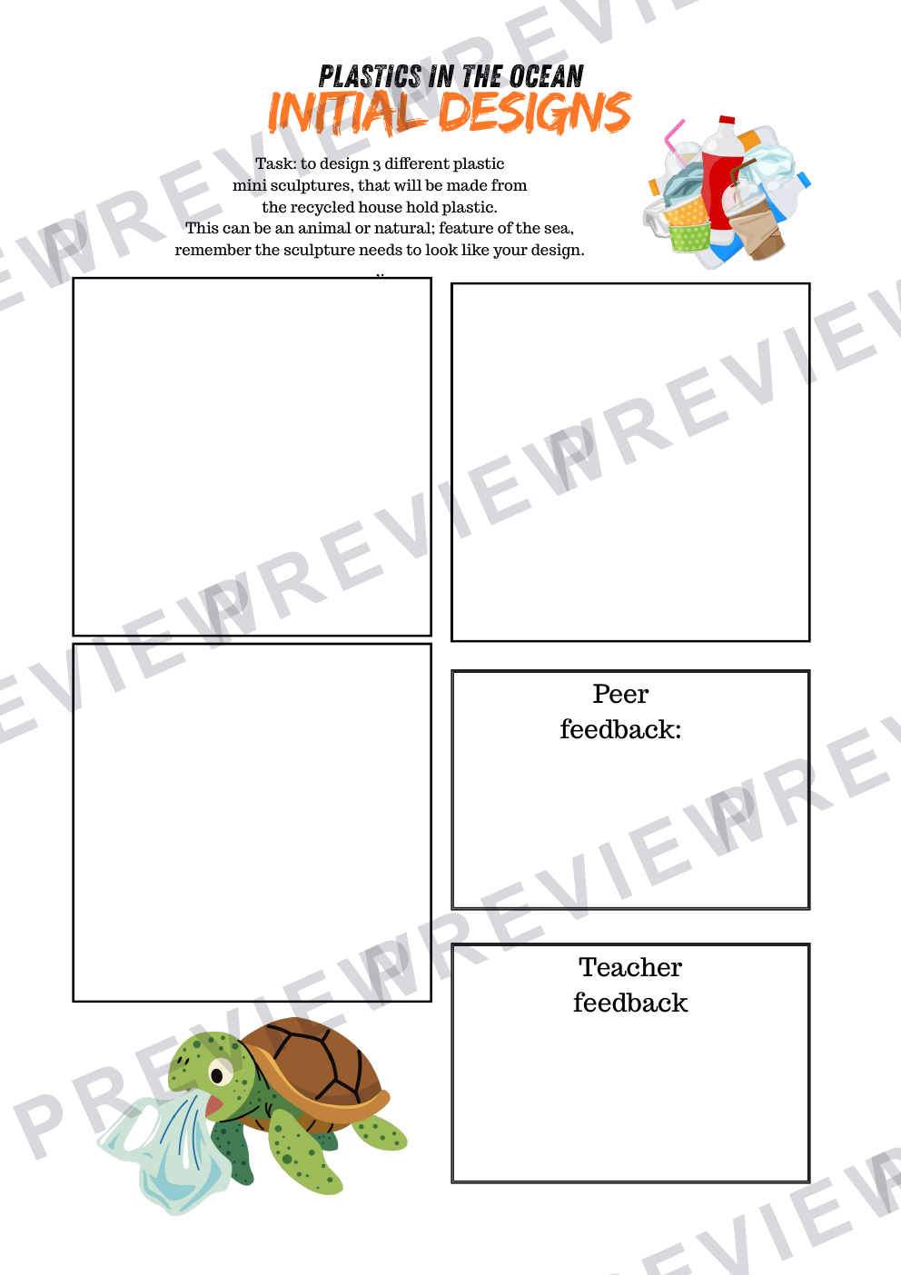 Plastics in the ocean year 7/8 KS3 booklet design, analyse and make preview page 10