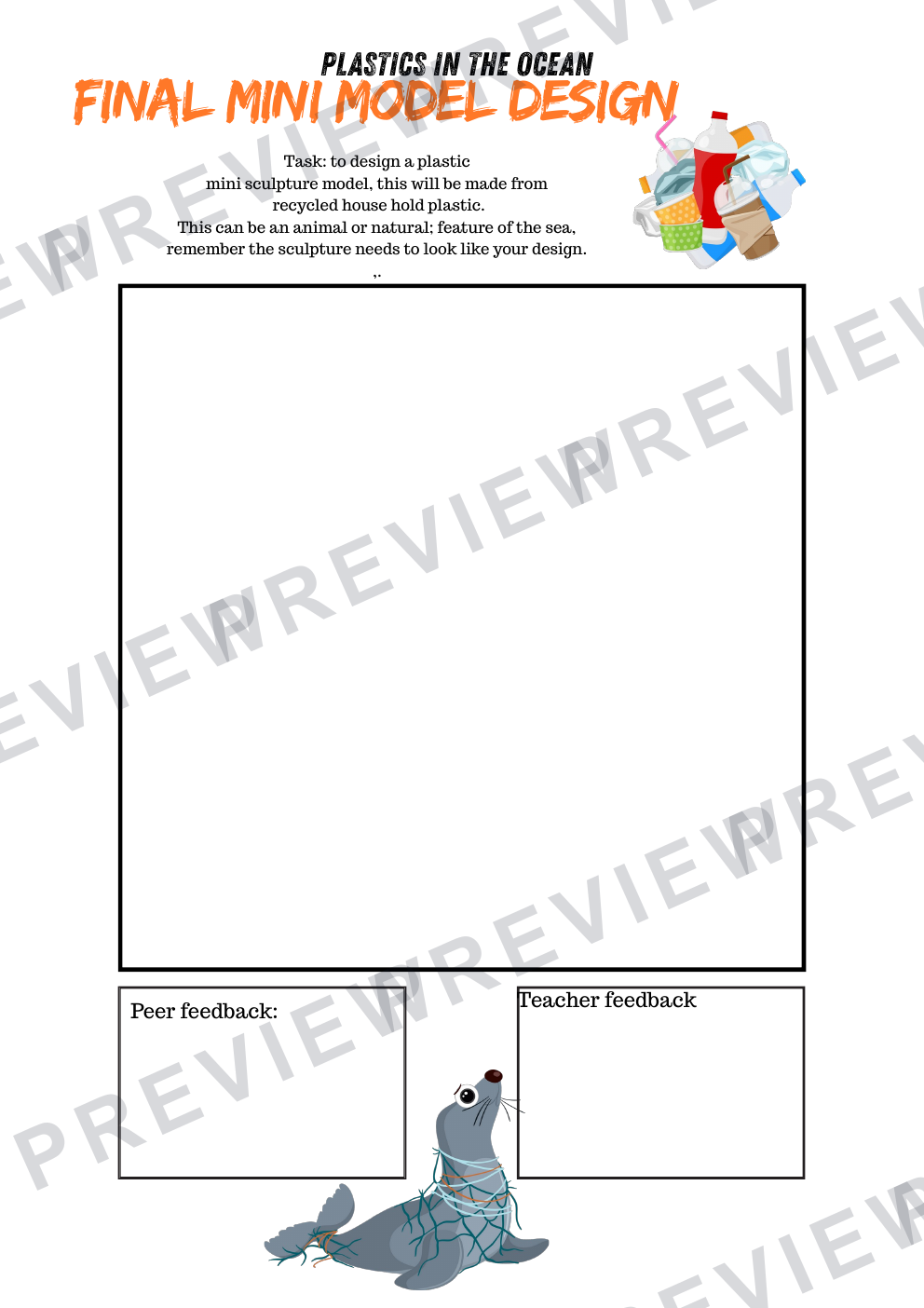 Plastics in the ocean year 7/8 KS3 booklet design, analyse and make preview page 12