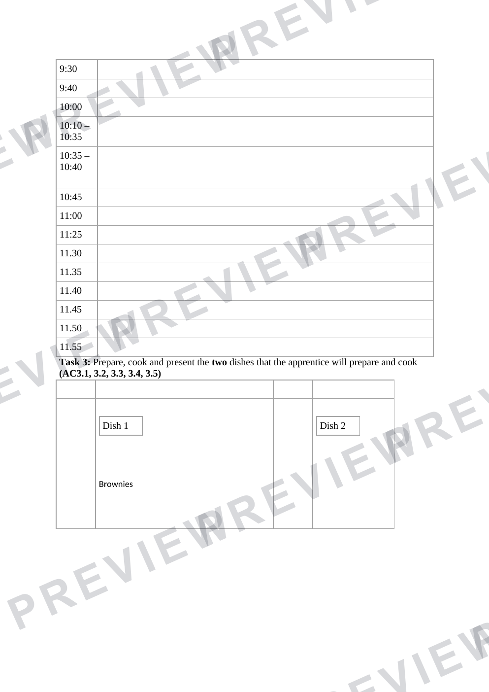 NEA template for Hospitality and catering "flip flops" brief (but changeable)  preview page 3