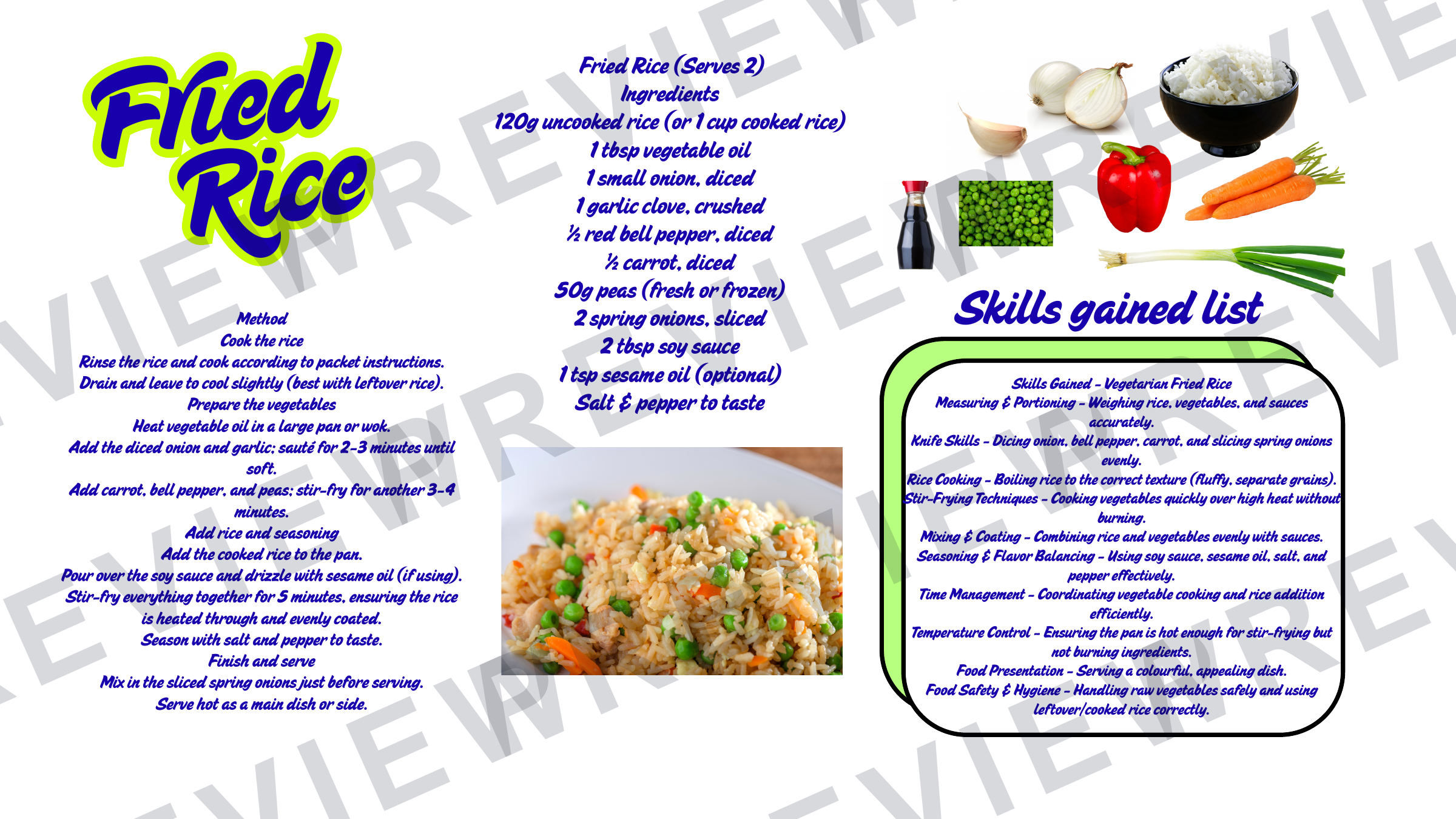 Year 9 recipe book for term rotation skill building preview page 2