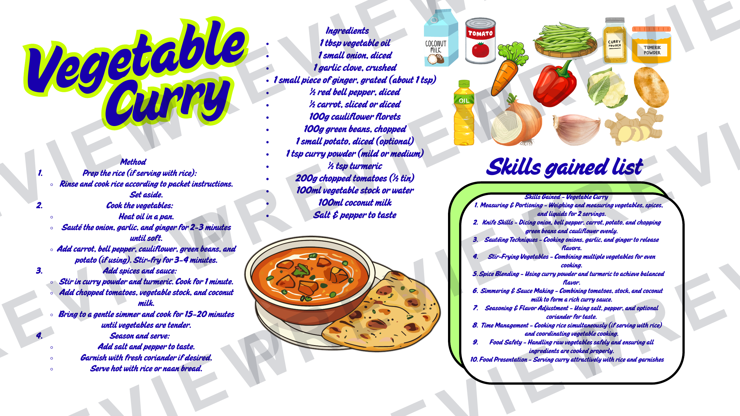 Year 9 recipe book for term rotation skill building preview page 4