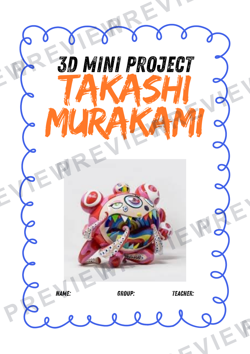 3D design Takashi Murakami mini design and build project (1 term) Booklet  preview page 1