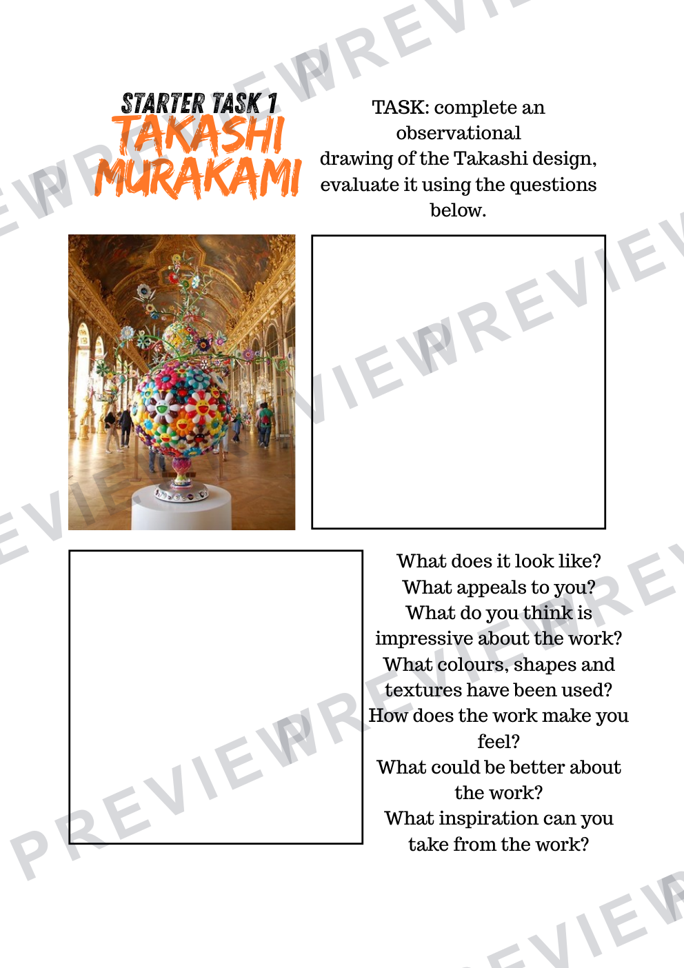 3D design Takashi Murakami mini design and build project (1 term) Booklet  preview page 2