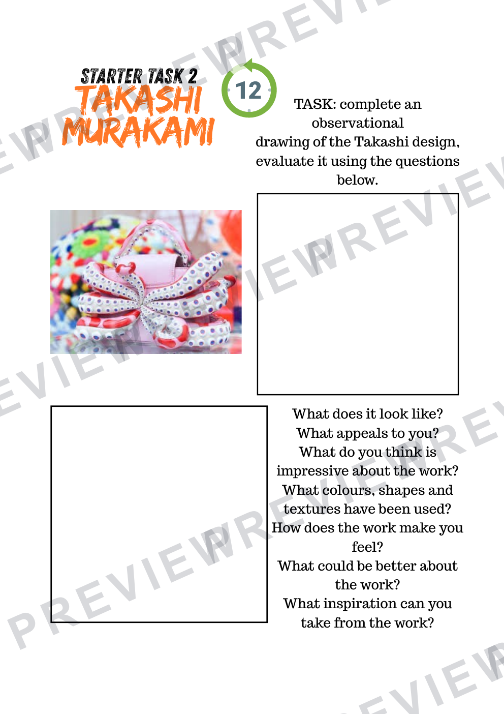 3D design Takashi Murakami mini design and build project (1 term) Booklet  preview page 4
