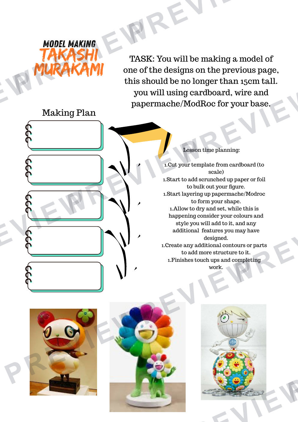 3D design Takashi Murakami mini design and build project (1 term) Booklet  preview page 5