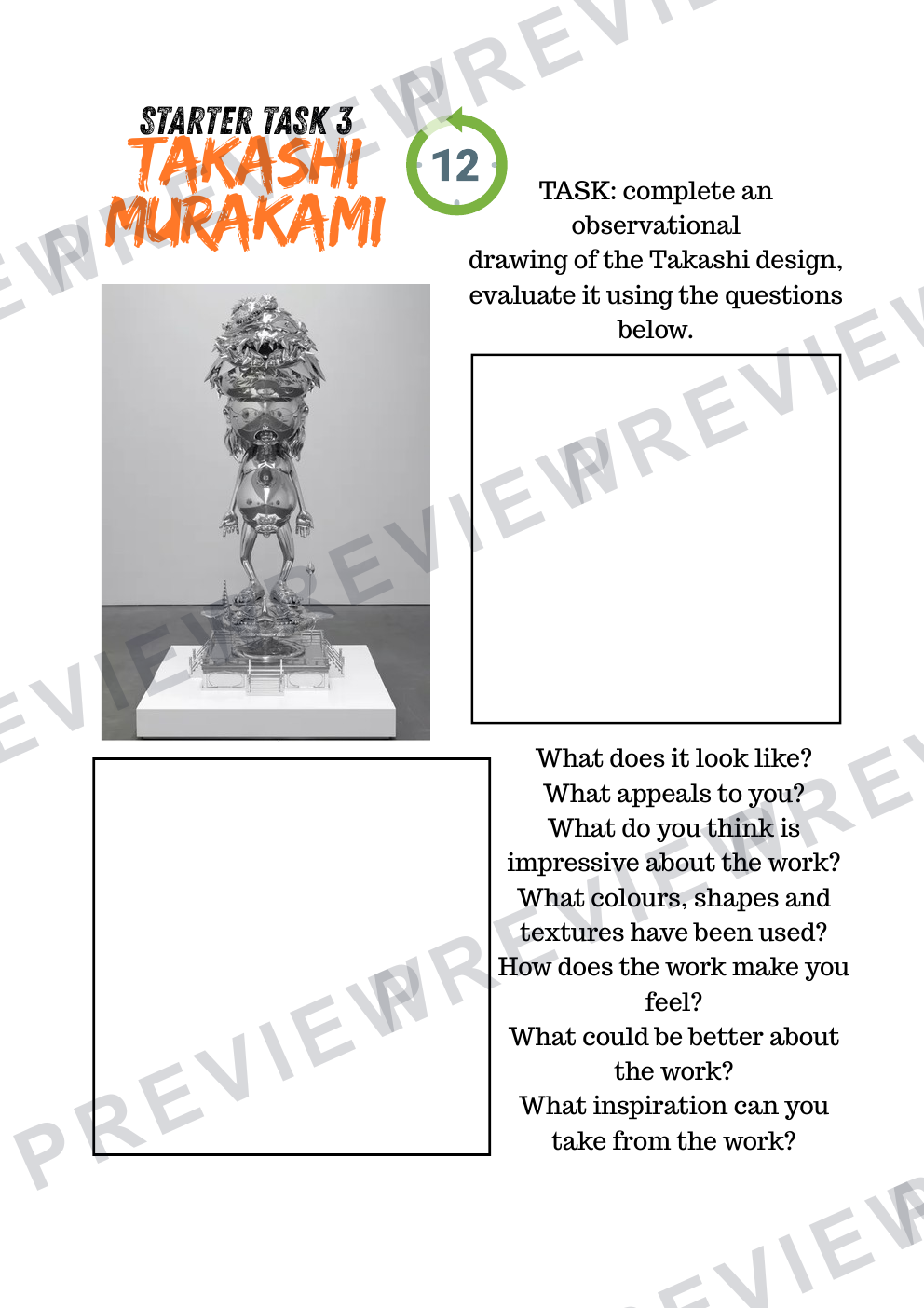 3D design Takashi Murakami mini design and build project (1 term) Booklet  preview page 6