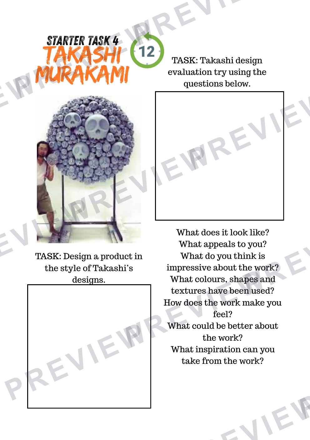 3D design Takashi Murakami mini design and build project (1 term) Booklet  preview page 8