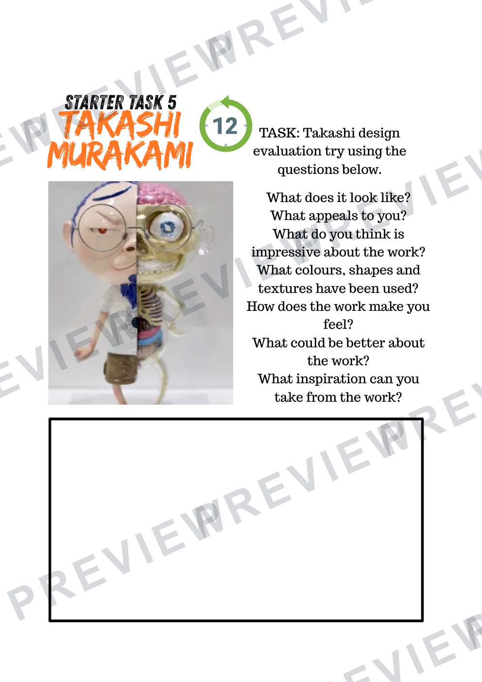 3D design Takashi Murakami mini design and build project (1 term) Booklet  preview page 10