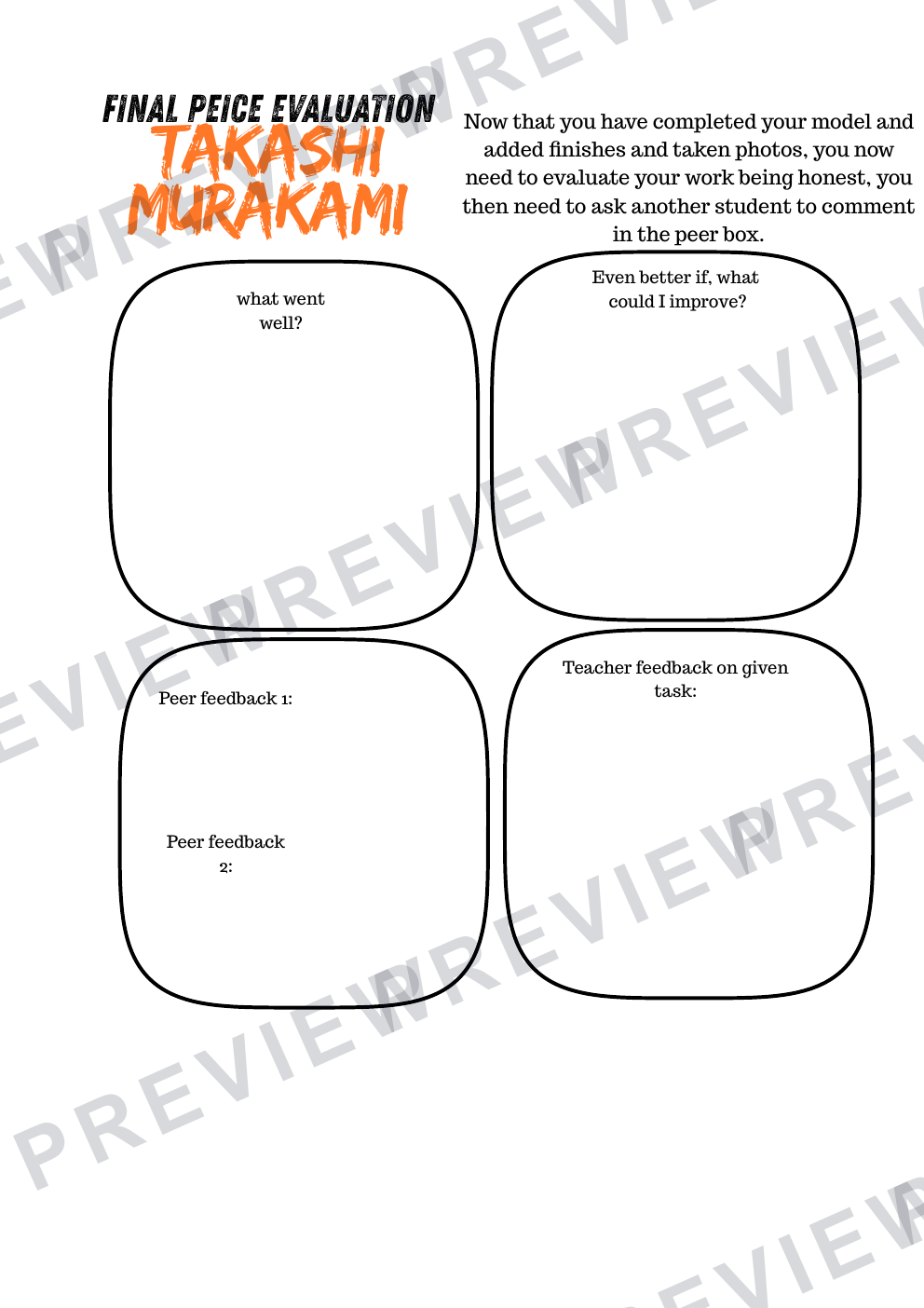 3D design Takashi Murakami mini design and build project (1 term) Booklet  preview page 11