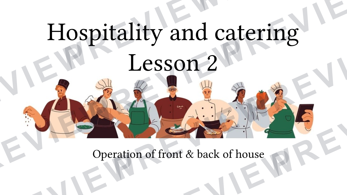 Hospitality and catering lesson 2  preview page 1