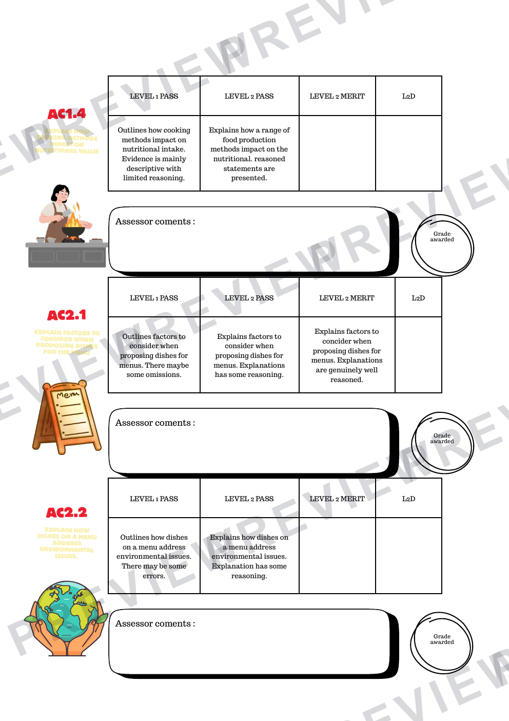 Hospitality teacher assessment pack 25/26  preview page 3