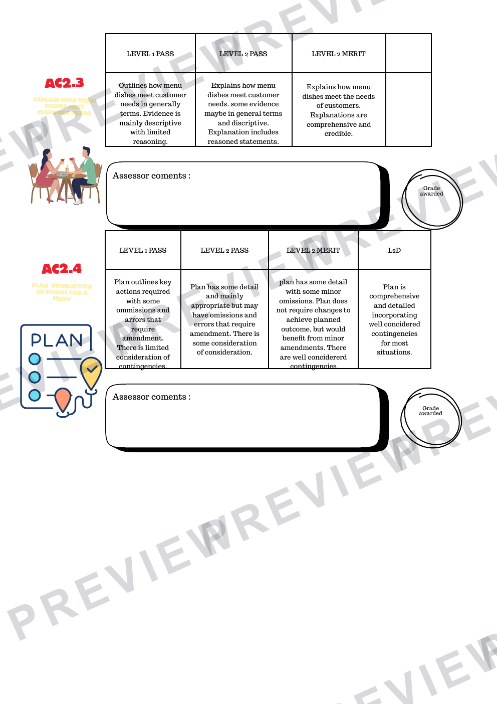 Hospitality teacher assessment pack 25/26  preview page 4