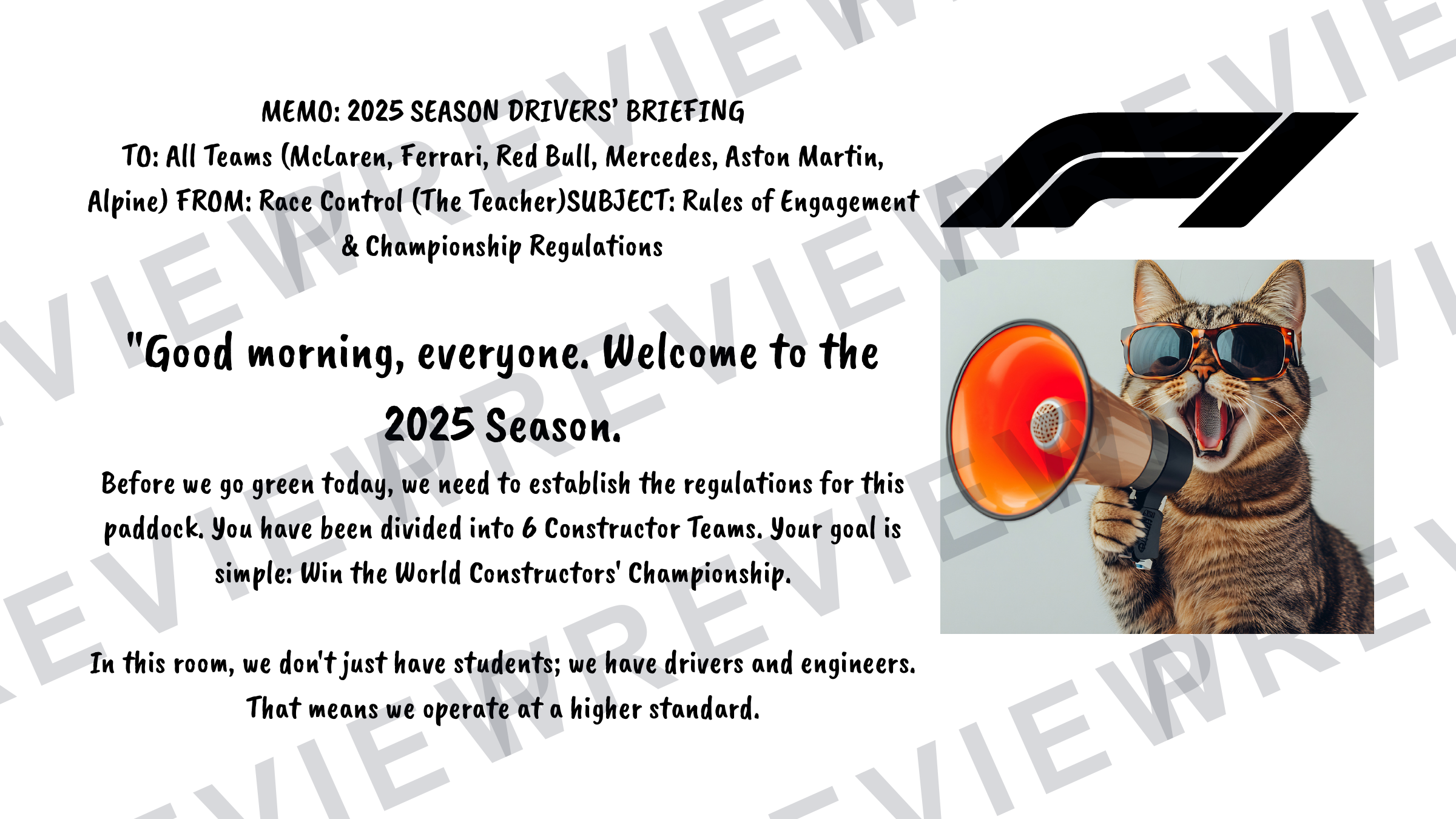 Classroom rewards system Formula one 2025  preview page 1