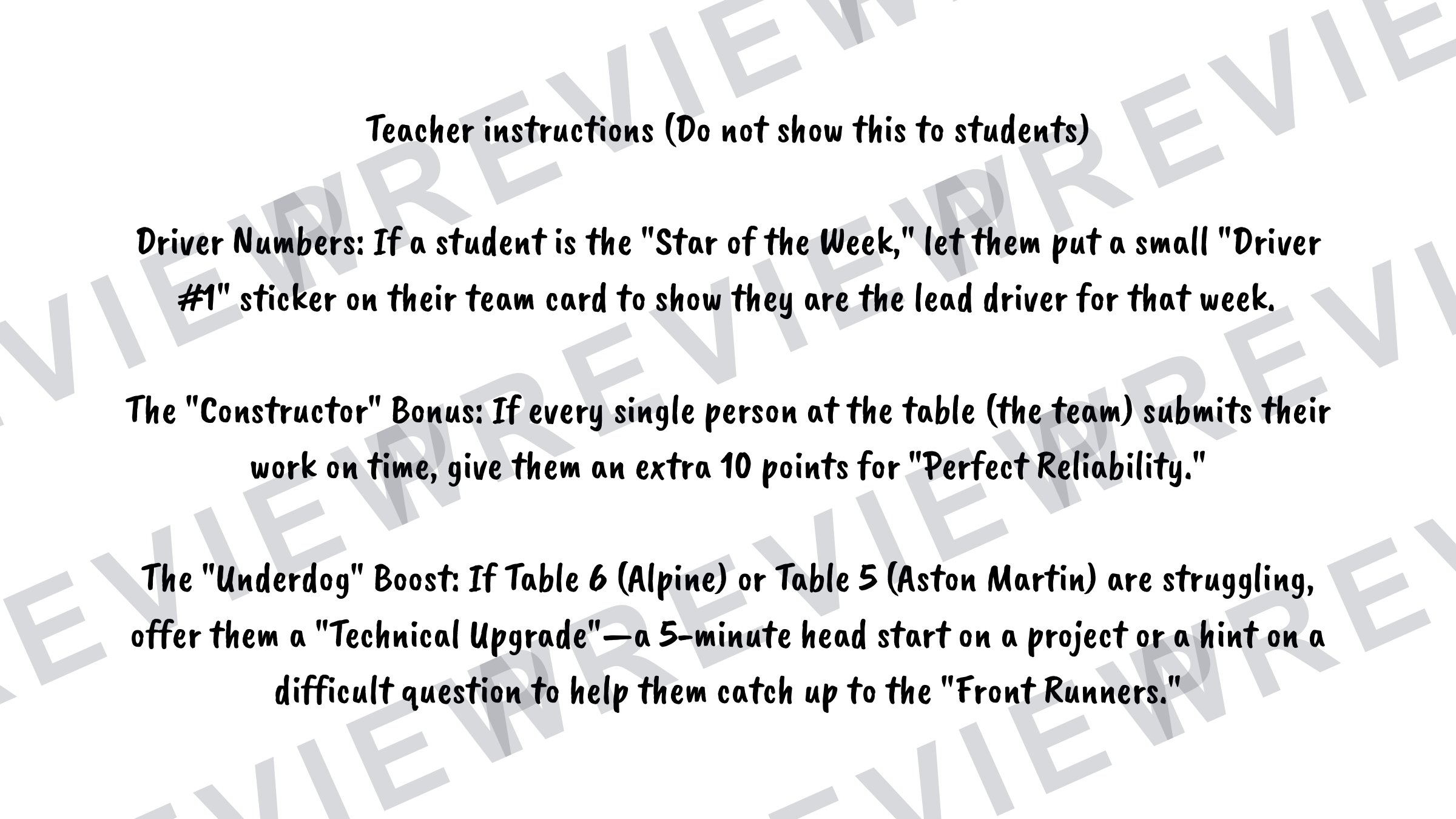 Classroom rewards system Formula one 2025  preview page 10
