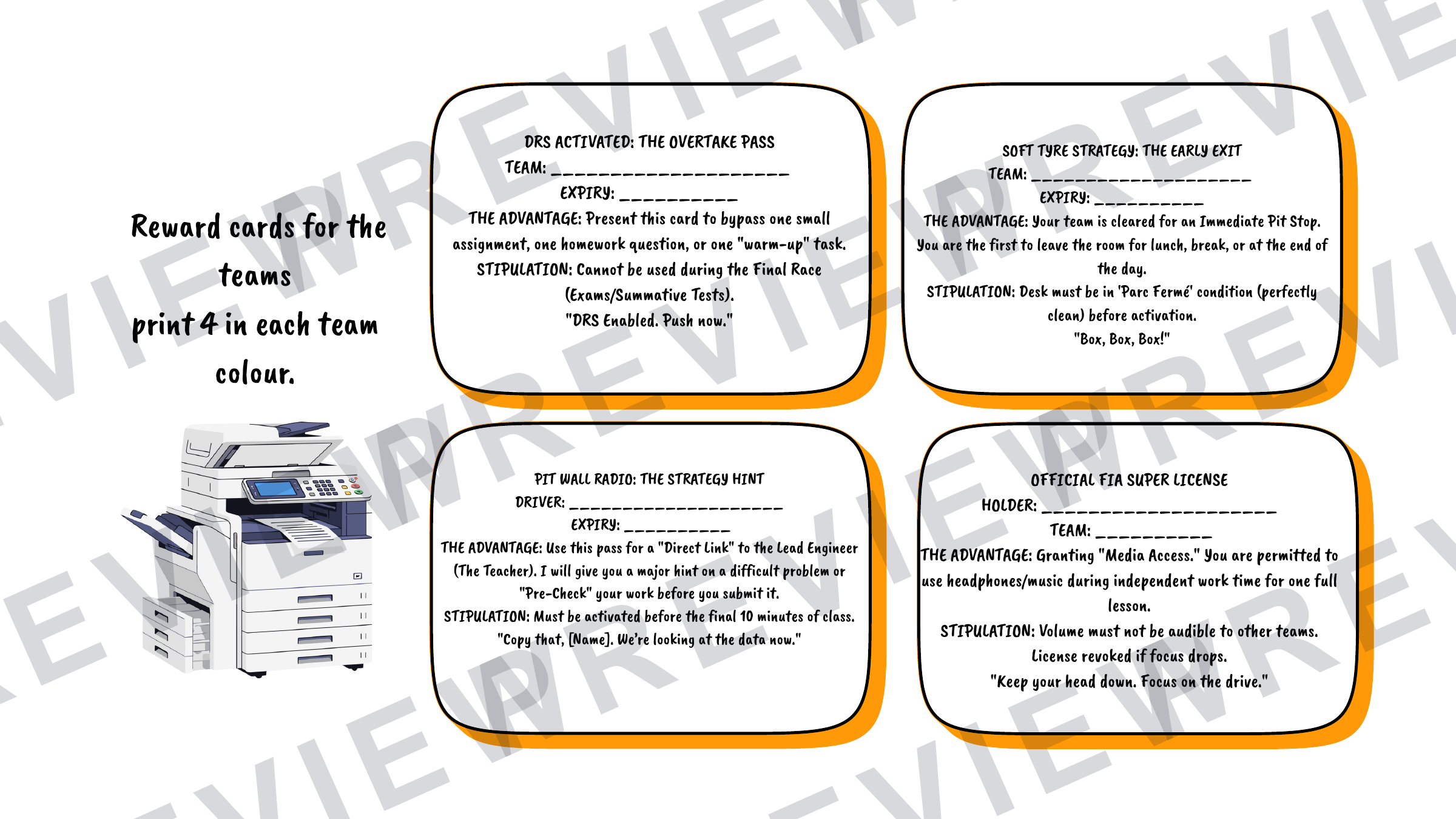 Classroom rewards system Formula one 2025  preview page 15