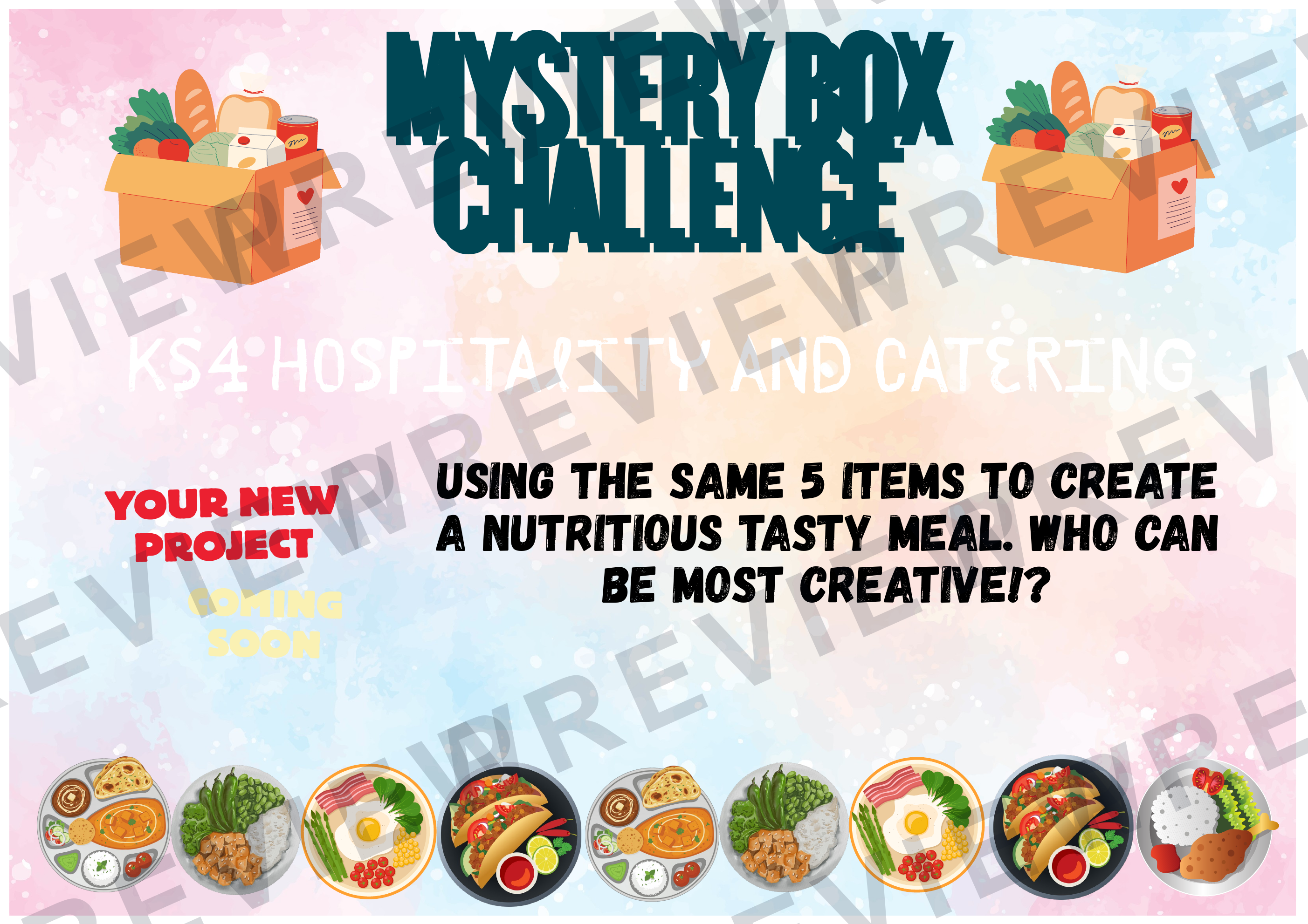 Food technology Mystery box challenge aimed at year 9/10 GCSE  preview page 1