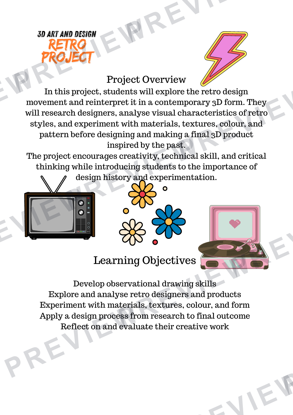 Brilliantly retro 3D GCSE mini project workbook  preview page 2