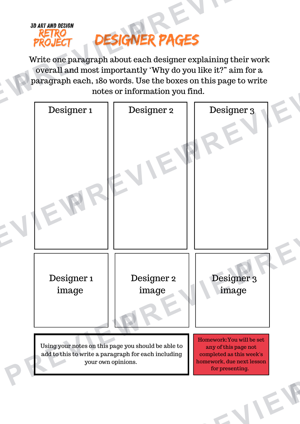 Brilliantly retro 3D GCSE mini project workbook  preview page 7