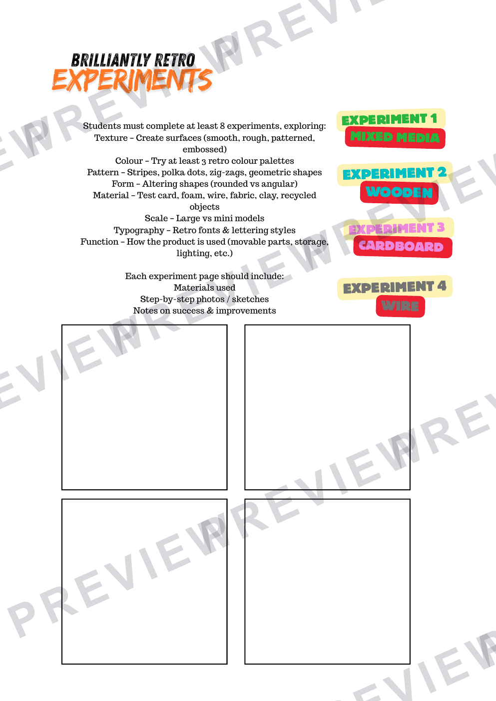 Brilliantly retro 3D GCSE mini project workbook  preview page 10