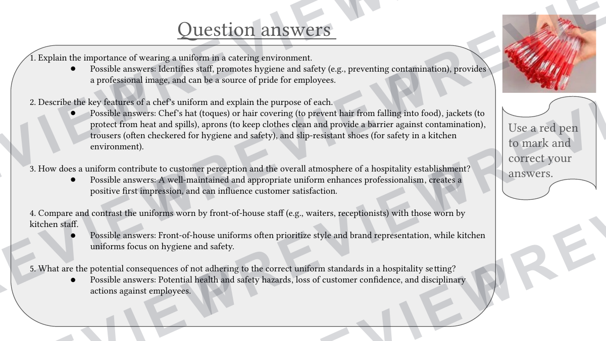 Hospitality catering lesson 1  preview page 12