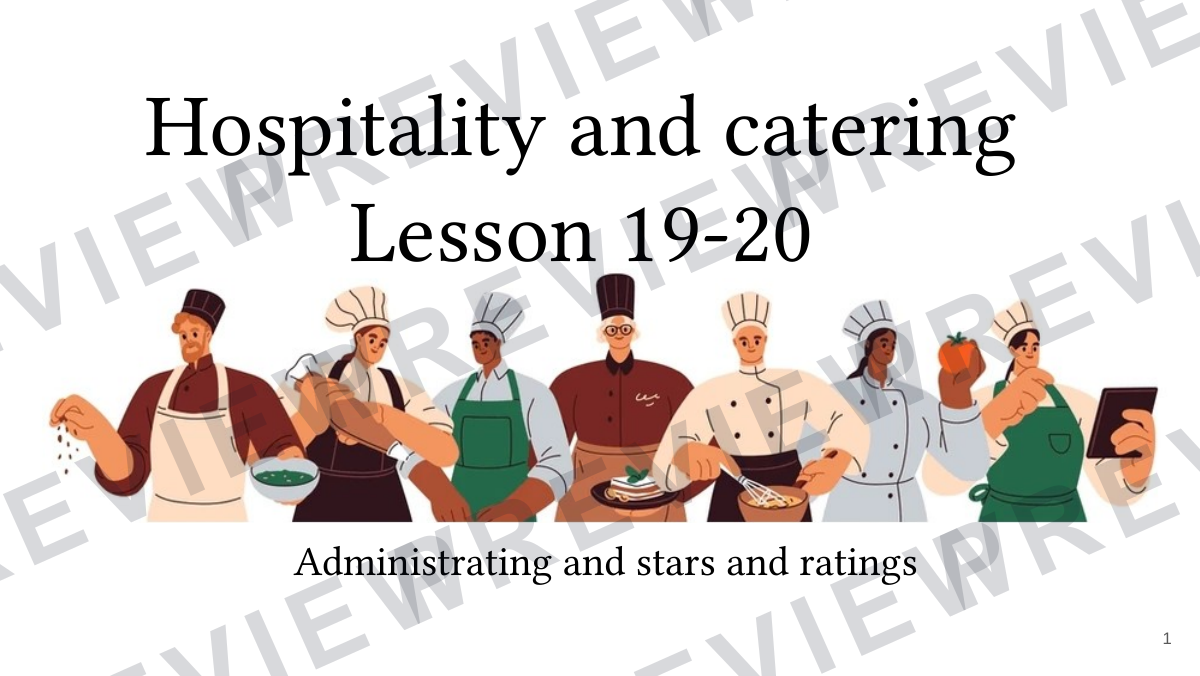 Hospitality and catering lesson 19-20 preview page 1