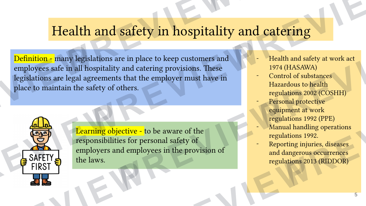 Hospitality and catering lesson 5 - 7  preview page 5