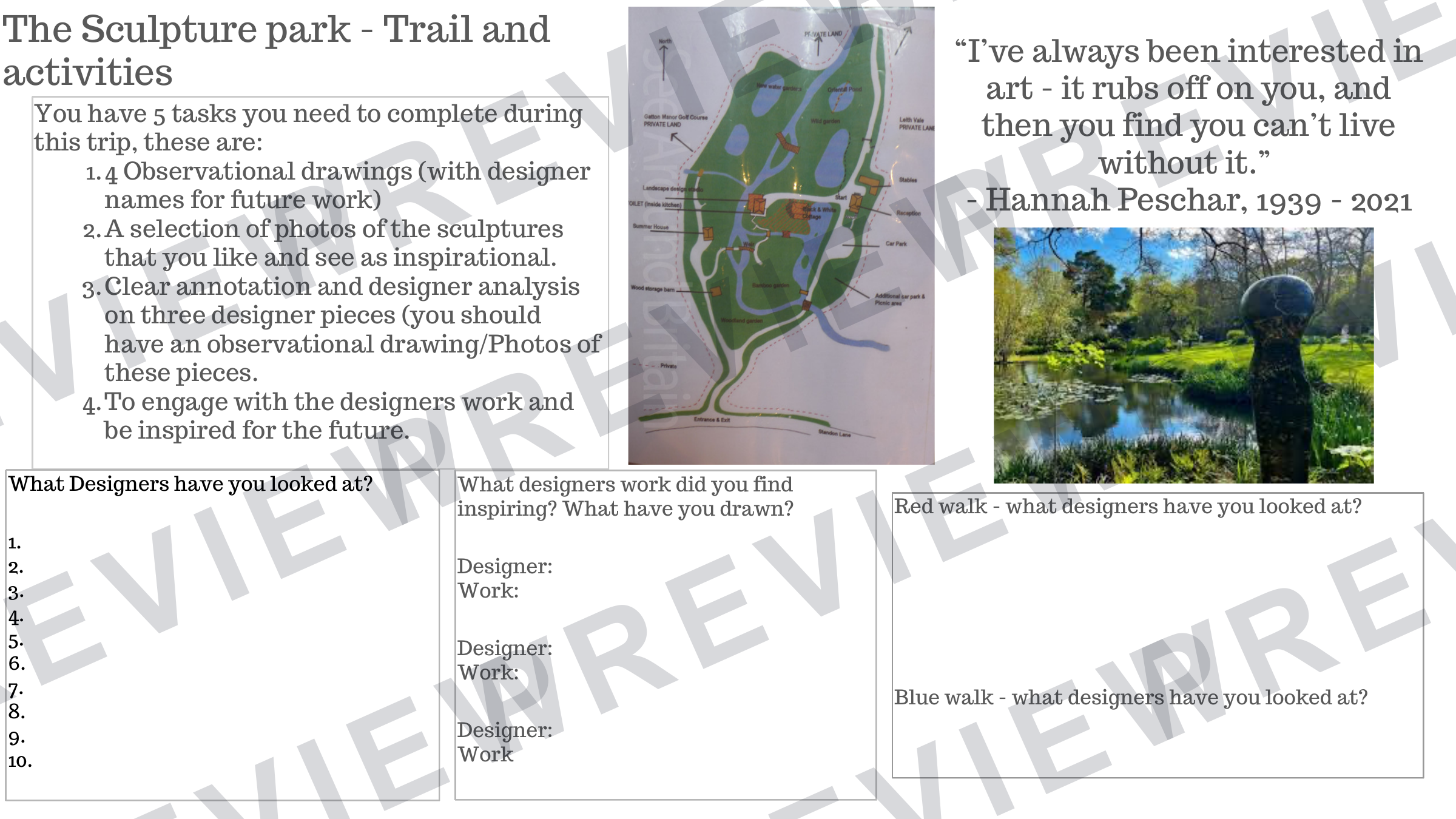 Hannah Peschur Sculpture Park trip booklet GCSE 3D design  preview page 3