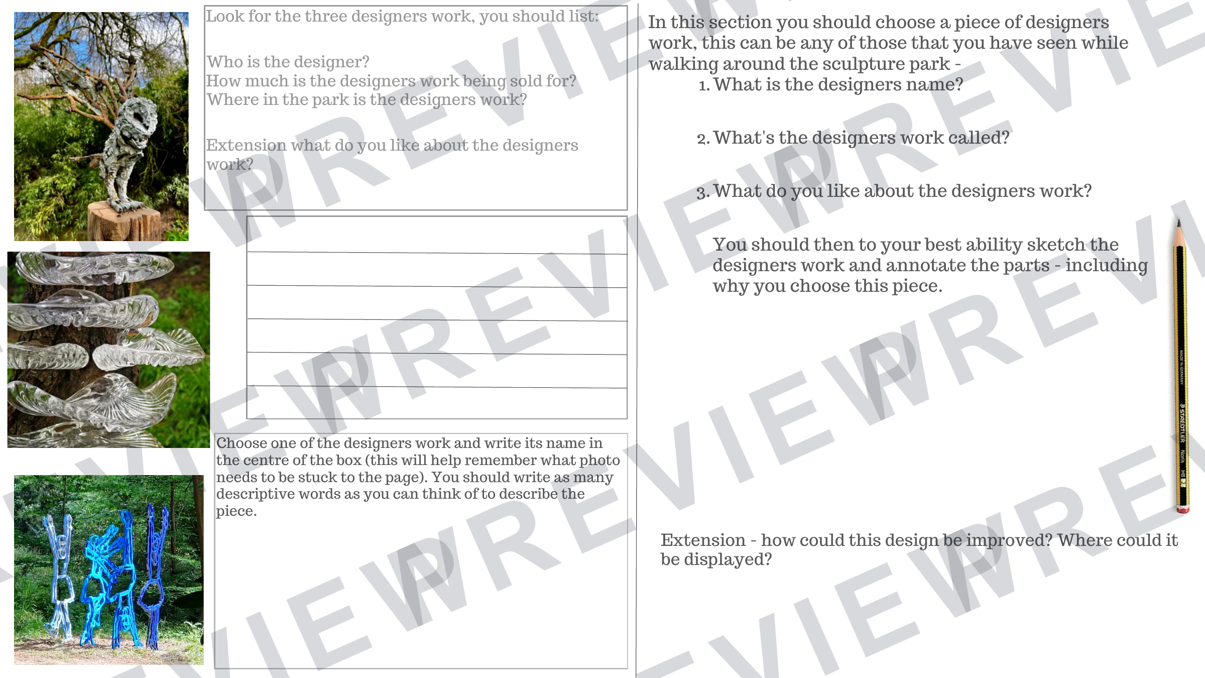 Hannah Peschur Sculpture Park trip booklet GCSE 3D design  preview page 5